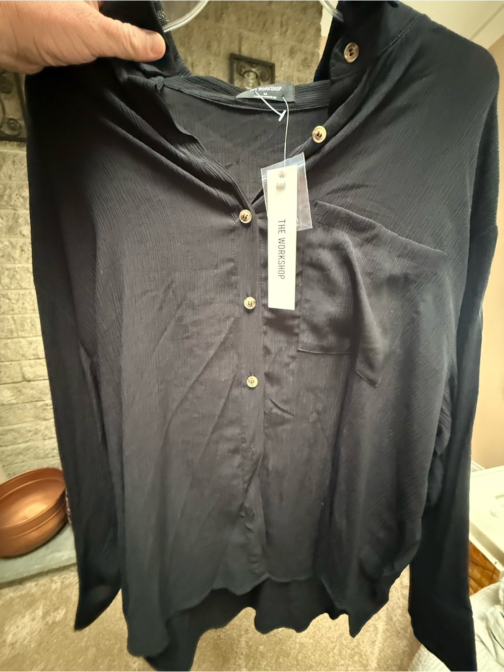 Workshop Republic Clothing Black Long-Sleeve Button-Down Shirt